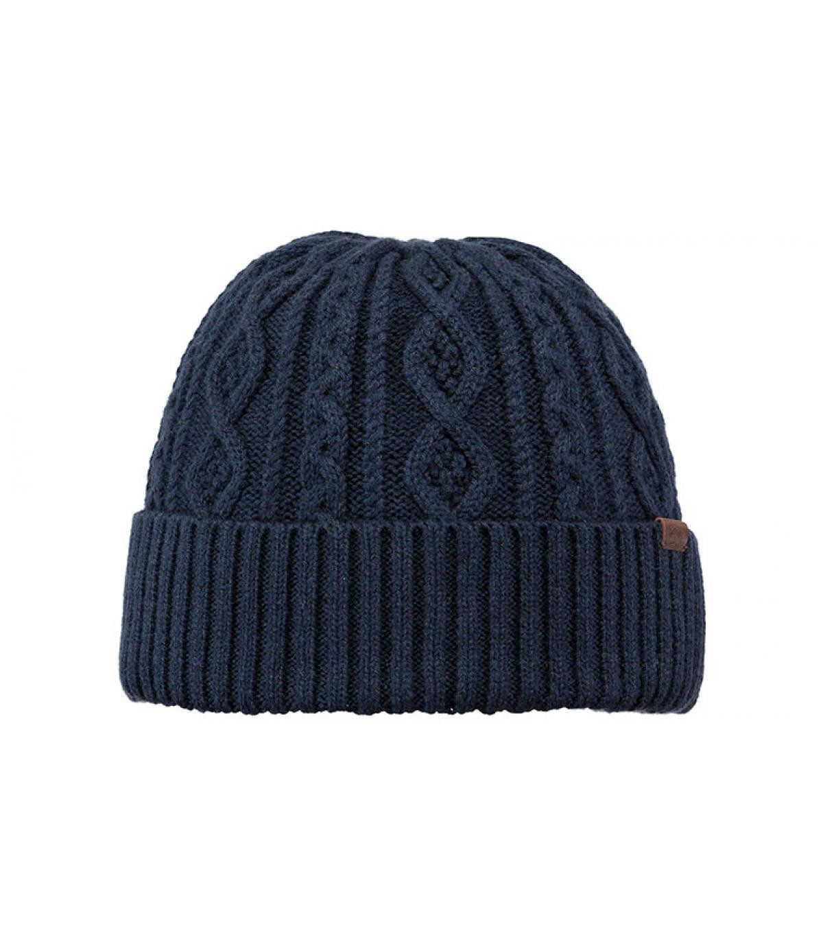 navy blue cuffed beanie cable knit - Rivertun navy Barts : Headict